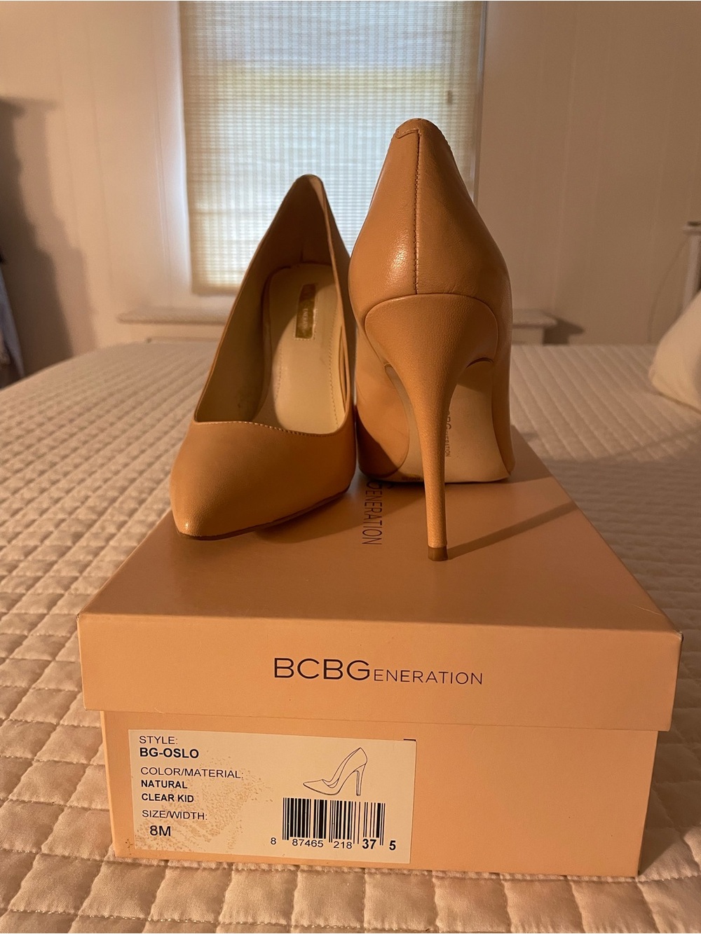 BCBGeneration Natural Tan Pointed-Toe Stiletto Heels
